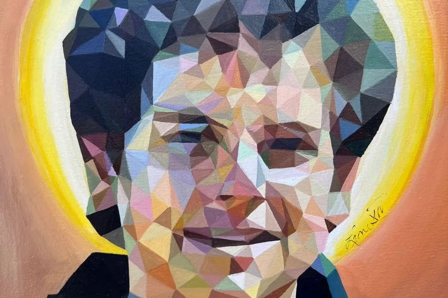 El Papa firma cuadro de Carlo Acutis a joven del Regnum Christi